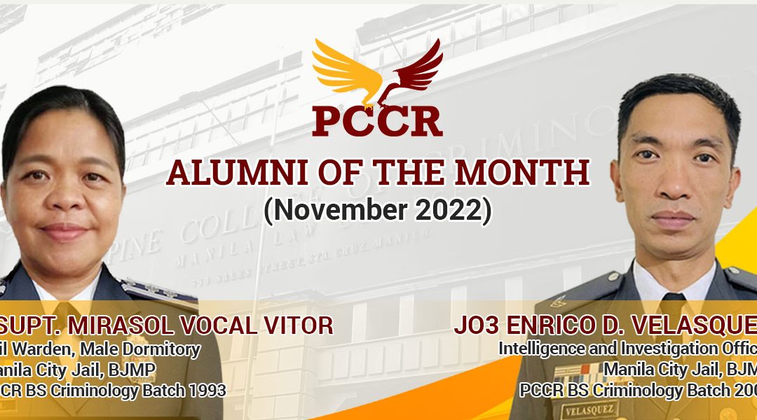 Alumni of the Month – November 2022 : JSupt Marisol Vocal-Vitor and JO3 Enrico Velasquez￼